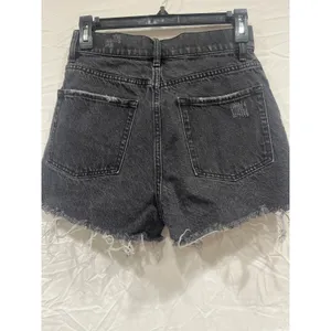 Pac Sun High Rise Icon Short Hyper Distressed Shorts 26 Button Fly Black Vintage thumbnail 6