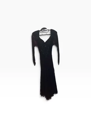 Vintage 80s Climax Lace Overlay long sleeve whimsigoth witchy dark romance Dress thumbnail 4