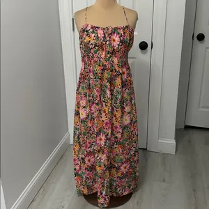 H&M Smocked Floral Cotton Dress thumbnail 4
