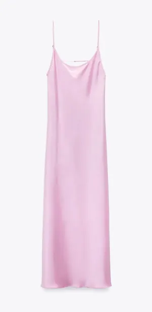 ZARA Dress Maxi Wedding Straps Lingerie Open Back Satin Effect Party Coctail thumbnail 6
