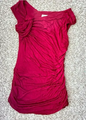 Bailey 44 Red Ruched Draped Knotted Twisted Sleeveless Stretch Off Shoulder Top thumbnail 1