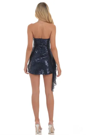 Lucy in the Sky Dress Mini Sequin Blue thumbnail 5