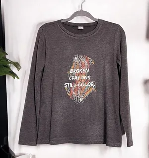 Broken Crayons Still Color. Long Sleeve Tee. Gray. 
Size Small. thumbnail 3
