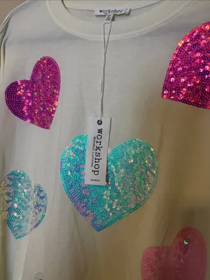 Workshop Republic‎ Clothing Sequin Heart Sweatshirt Size 1X NWT thumbnail 3