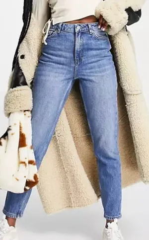 Esmara vintage inspired 90s mom-jean inspo fashion jeans in mid blue size 34 thumbnail 1