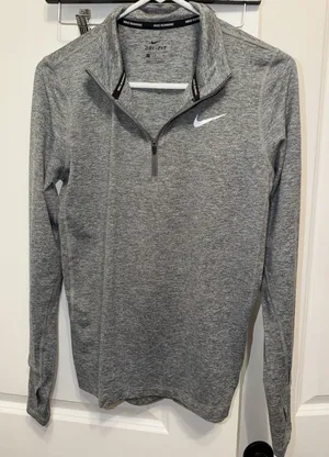 Nike‎ Dri Fit Gray Long Sleeve 1/4 Zip Athletic Top Women's Sz Sm thumbnail 1
