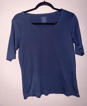 L.L. Bean Women's Navy Scoop Neck Short Sleeve Tee thumbnail 1