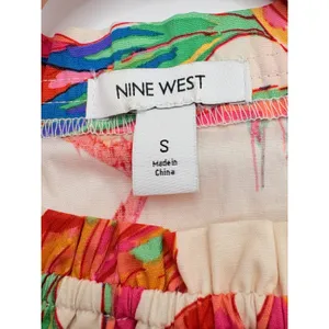 Nine West Tropical Leaf Off Shoulder Dress Small Puff Sleeve‎ Vacation Pockets thumbnail 7