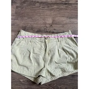EUC Womens AERIE PLEATED‎ UTILITY SHORT green cotton lyocell pocket size L thumbnail 10