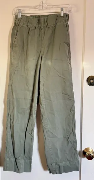 J. Crew Olive Green Elastic-Waist Chinos thumbnail 1