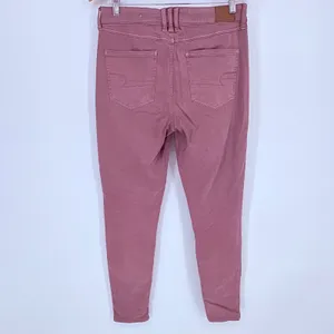 American Eagle Super Stretch Utility Pants Womens 10 Pink Tie Waist Cargo Slim thumbnail 4