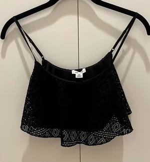 Bozzolo black lace crop top small #70 thumbnail 1