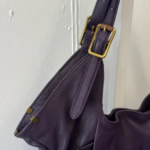 Elliott Lucca Sintra Purple Leather Hobo‎ Bag Braided Tassel Large Tote Purple thumbnail 5