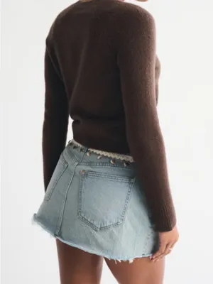 NWT Abercrombie & Fitch Curve Love Mid Rise Denim Mini Skirt Size 32 thumbnail 3