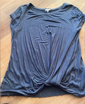 Eyeshadow Blue Knotted Short Sleeve Shirt thumbnail 1