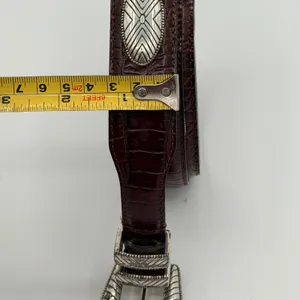 Fossil Size 38 Brown Croc Embossed Leather Concho Western Belt Equestrian Rodeo thumbnail 8