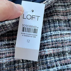 LOFT Classic Tweed Mini Skirt Blue, Pink, Black And White Size 12. NEW thumbnail 7