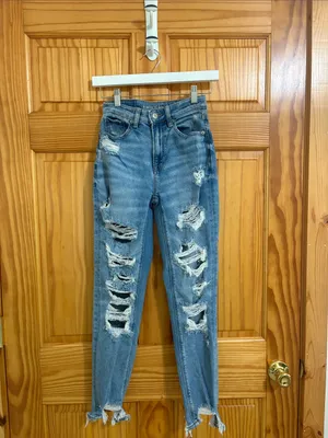 American Eagle Stretch Distressed Mom Jeans Size 000 thumbnail 2