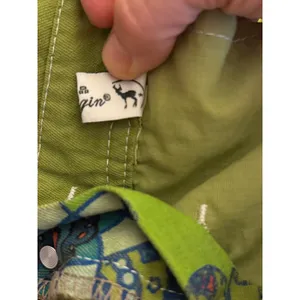 Vintage Distressed Boho Floral Overalls | Olive Green Cotton | One Size thumbnail 2