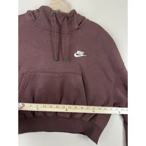 Nike Sportswear Essentials Women’s Brown Hooded Cropped Sweater Size M thumbnail 14