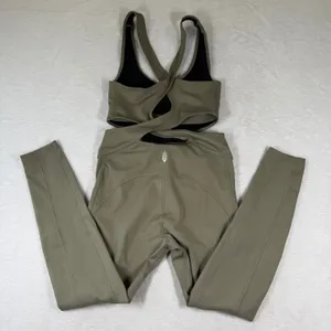Free‎ People Movement Side-to-Side Catsuit XS Olive Green Cutout Jumpsuit thumbnail 2