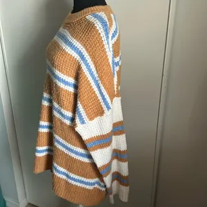 American Eagle Oversized Drop Shoulder Striped Fuzzy Cozy Knit Sweater thumbnail 6
