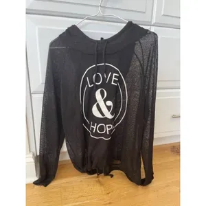 Black messh Love and hope hoodie (M) thumbnail 2