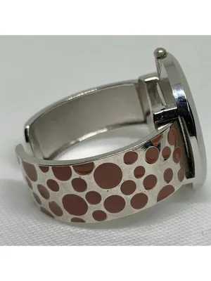 Geneva silver brown tone watch 42mm m quartz analog cuff size 6” running thumbnail 6
