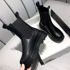 Nwot women boots rain black platform shoes winter warm ankle 6 no box thumbnail 1