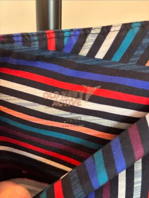 Old Navy Multicolor Striped Capri Leggings - Navy, Blue, Red, Pink thumbnail 2