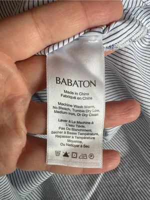 Babaton Aritzia Women’s Malik Off Shoulder Pure Cotton Pin Striped Top Medium thumbnail 3