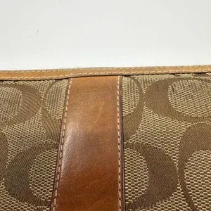 Coach Zip Around Brown Signature C Canvas Leather Wallet thumbnail 2