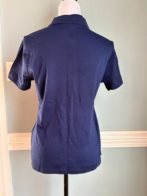 Lands' End Navy Short-Sleeve Button Polo thumbnail 2