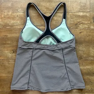 Nike Athletic Sleeveless Racerback Striped Workout Tank Top Size Large thumbnail 2