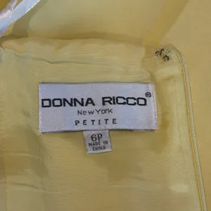 Vintage Donna Ricco Strapless Cocktail Dress‎ 100% Silk Butter Yellow 6P Petite thumbnail 5