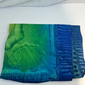 Rima Tropical Fish Batik Sarong Wrap Green Blue Tassel Fringe Beach‎ Cover Up thumbnail 8