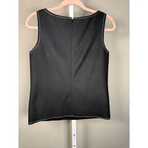 Ann Taylor‎ Black Wool Blend Tank Top Contrast Stitch Sleeveless Size 6 thumbnail 3