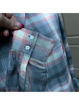 TOMMY Hilfiger women button down shirt top blouse plaid Sz M thumbnail 6