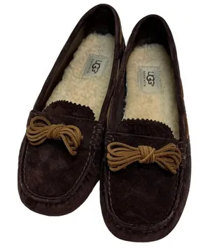 UGG Meena Java Dark Brown Suede Driver Loafers Women's Sz. 8.5 thumbnail 1