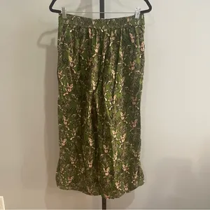 Tahari 100% Linen Floral Green Pull on Pants Size Large thumbnail 2