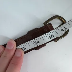 Vintage‎ Women's Real Leather Stitch Point Adjustable Buckle Belt Brown One Size thumbnail 7