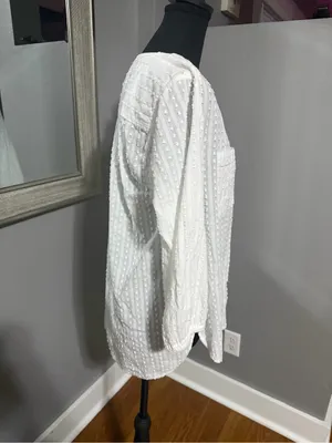 Anthropologie x Akemi + Kin white textured boho cottage-core button up top small thumbnail 5