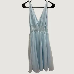 VTG 60s Heiress Light Blue Floral Embroidered Mesh Overlay Nightgown Dress XS thumbnail 2