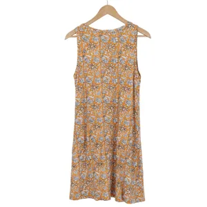 Loft Outlet Orange Floral Sleeveless Swing Mini Dress Womens Medium thumbnail 4