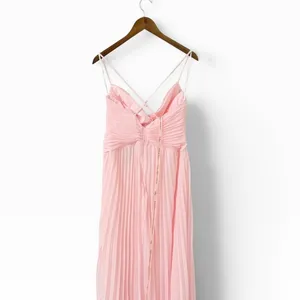 Lulus Corella Light Pink Pleated Backless Maxi Dress size Large NWT thumbnail 6