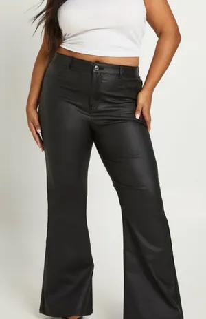 Plus size Black Faux Leather Flare Pants by Sofia Vergara Size 20 NWT. Smooth. thumbnail 1