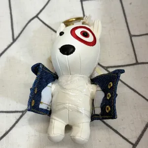 Universal Thread Target Bullseye Dog Keychain Charm OS White Denim Jacket NWT thumbnail 5
