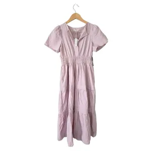 Stitchdrop Cotton Maxi‎ Dress Size Small Pink Elastic Waist Tiered Skirt NEW thumbnail 3