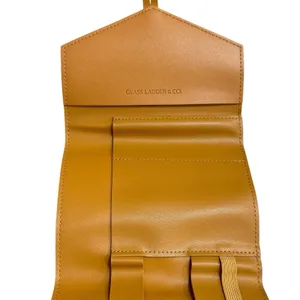 Glass Ladder Co Katherine Tech Travel Pouch Organizer Roll Up Honey Leather 7x5" thumbnail 6