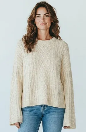 Fishermen Sweater S Cable Knit 1oo% Cashmere Cream Capsule Pullover Reformation thumbnail 1